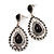 Burn Silver Teardrop Black Resin Stone Drop Earrings - 5cm Length - view 6