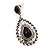 Burn Silver Teardrop Black Resin Stone Drop Earrings - 5cm Length - view 8