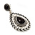 Burn Silver Teardrop Black Resin Stone Drop Earrings - 5cm Length - view 4