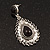Burn Silver Teardrop Black Resin Stone Drop Earrings - 5cm Length - view 7