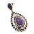 Burn Silver Teardrop Purple Resin Stone Drop Earrings - 5cm Length - view 9