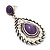 Burn Silver Teardrop Purple Resin Stone Drop Earrings - 5cm Length - view 6