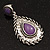 Burn Silver Teardrop Purple Resin Stone Drop Earrings - 5cm Length - view 3