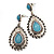 Burn Silver Teardrop Turquoise Coloured Acrylic Bead Drop Earrings - 5cm Length - view 6