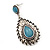 Burn Silver Teardrop Turquoise Coloured Acrylic Bead Drop Earrings - 5cm Length - view 2