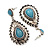 Burn Silver Teardrop Turquoise Coloured Acrylic Bead Drop Earrings - 5cm Length - view 5