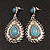 Burn Silver Teardrop Turquoise Coloured Acrylic Bead Drop Earrings - 5cm Length - view 4