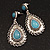 Burn Silver Teardrop Turquoise Coloured Acrylic Bead Drop Earrings - 5cm Length - view 8