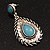 Burn Silver Teardrop Turquoise Coloured Acrylic Bead Drop Earrings - 5cm Length - view 7