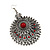Large Filigree Red Diamante Chandelier Earrings In Burn Silver Metal - 9.5cm Length/ 6.5cm Diameter - view 5