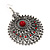 Large Filigree Red Diamante Chandelier Earrings In Burn Silver Metal - 9.5cm Length/ 6.5cm Diameter - view 2