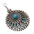 Large Filigree Sky Blue Diamante Chandelier Earrings In Burn Silver Metal - 9.5cm Length/ 6.5cm Diameter - view 2