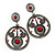 Large Burn Silver Hoop Earrings With Red Acrylic Stone - 9cm Drop/6cm Diameter - view 2
