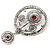 Large Burn Silver Hoop Earrings With Red Acrylic Stone - 9cm Drop/6cm Diameter - view 6
