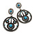 Large Burn Silver Hoop Earrings With Blue Acrylic Stone - 9cm Drop/6cm Diameter - view 7