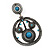 Large Burn Silver Hoop Earrings With Blue Acrylic Stone - 9cm Drop/6cm Diameter - view 3