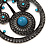 Large Burn Silver Hoop Earrings With Blue Acrylic Stone - 9cm Drop/6cm Diameter - view 5