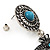 Large Burn Silver Hoop Earrings With Blue Acrylic Stone - 9cm Drop/6cm Diameter - view 6