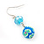 Blue Crystal Fimo Drop Earrings In Silver Metal - 4cm Length - view 3