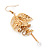 Gold Plated Leaves & Crystals Dangle Earrings - 8cm Length - view 8