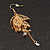 Gold Plated Leaves & Crystals Dangle Earrings - 8cm Length - view 5