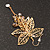 Gold Plated Leaves & Crystals Dangle Earrings - 8cm Length - view 4