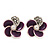 Small Purple Enamel Diamante 'Flower' Stud Earrings In Silver Finish - 15mm Diameter - view 3