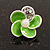 Small Lime Green Enamel Diamante 'Flower' Stud Earrings In Silver Finish - 15mm Diameter - view 2