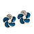 Small Blue Enamel Diamante 'Flower' Stud Earrings In Silver Finish - 15mm Diameter - view 2