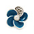 Small Blue Enamel Diamante 'Flower' Stud Earrings In Silver Finish - 15mm Diameter - view 3