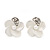 Small White Enamel Diamante 'Flower' Stud Earrings In Silver Finish - 15mm Diameter - view 3