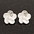 Small White Enamel Diamante 'Flower' Stud Earrings In Silver Finish - 15mm Diameter