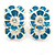 C-Shape White/ Litgh Blue Enamel 'Floral' Stud Earrings In Silver Tone - 25mm L - view 4