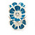 C-Shape White/ Litgh Blue Enamel 'Floral' Stud Earrings In Silver Tone - 25mm L - view 5