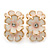 C-Shape White/ Light Pink Enamel 'Floral' Stud Earrings In Gold Plating - 25mm Length - view 5