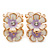 C-Shape White/ Lavender Enamel 'Floral' Stud Earrings In Gold Plating - 25mm Length - view 10