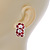 C-Shape White/ Red Enamel 'Floral' Stud Earrings In Silver Tone - 25mm L - view 6