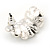 C-Shape White/ Black Enamel 'Floral' Stud Earrings In Silver Tone - 25mm L - view 4