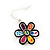 Multicoloured Enamel 'Flower' Drop Earrings In Silver Plating - 3.5cm Length - view 2