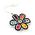 Multicoloured Enamel 'Flower' Drop Earrings In Silver Plating - 3.5cm Length - view 4