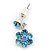 Delicate Light Blue Crystal Flower Drop Earrings In Silver Plating - 20mm Long - view 3