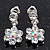 Delicate Ice Clear Crystal Flower Drop Earrings In Silver Plating - 1.5cm Length - view 3