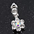 Delicate Ice Clear Crystal Flower Drop Earrings In Silver Plating - 1.5cm Length - view 4