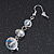 Transparent White Faceted Glass Bead Drop Earring In Silver Plating - 5.5cm Length - view 2