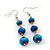 Chameleon Blue Faceted Glass Bead Drop Earring In Silver Plating - 5.5cm Length - view 2