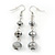 Metallic Grey Faceted Glass Bead Drop Earring In Silver Plating - 5.5cm Length