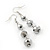 Metallic Grey Faceted Glass Bead Drop Earring In Silver Plating - 5.5cm Length - view 2