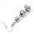 Metallic Grey Faceted Glass Bead Drop Earring In Silver Plating - 5.5cm Length - view 3