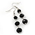 Faceted Black Glass Bead Drop Earring In Silver Plating - 5.5cm Length - view 3