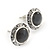 Ash Grey Cats Eye Diamante Button Stud Earrings In Silver Plating - 13mm Diameter - view 4